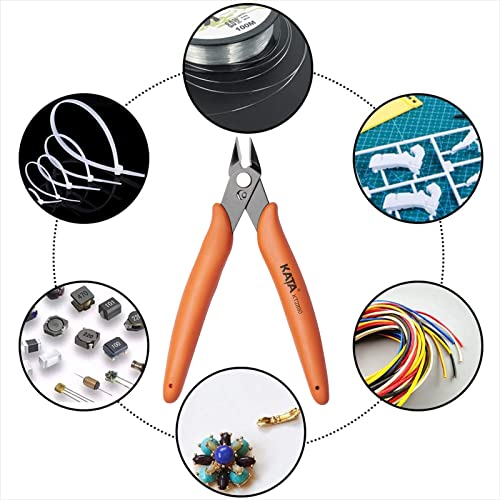 KATA Micro Wire Cutters Pliers: Precision Flush Cutter Tools for Jewelry Making Craft- 5-Inch Small Zip Tie Cutter Nippers - Mini Wire Side Cutting Snips for Electronics, Hobby Plastic Models, Gundam - color: Orange