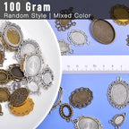 stino Metal Charms for Jewelry Making 100gram, Bulk Tibetan Silver & Gold Plated Trinkets for Earring Necklace Jewelry Making and Findings - color: Bazel 2 Silver & Gold