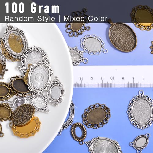 stino Metal Charms for Jewelry Making 100gram, Bulk Tibetan Silver & Gold Plated Trinkets for Earring Necklace Jewelry Making and Findings - color: Bazel 2 Silver & Gold