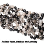 70PCS Natural 8MM Healing Gemstone, Black Rutilated Quartz Energy Stone Round Loose Beads, Semi-Precious Crystal Beads with Free Elastic String for Jewelry Making DIY - color: Black Rutilated Quartz, size: 8MM