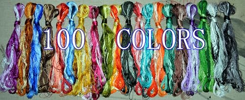 China Natural 100% Mulberry Silk Floss Handmade Embroidery Jewelry Making Threads DIY Kits 100 Colors 22m Each（100pcs） - color: 100 COLOR