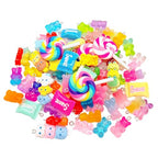 Bulk Assorted Candy Pendant,Grandient 3D Gummy bear Charms for Jewelry Necklace Earrings Bracelet Art Craft Project Making (70pcs with hole)