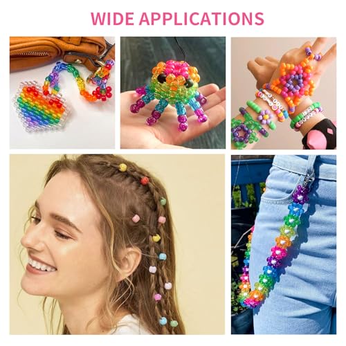 Transparent Pony Beads 1000+pcs Mix Color Plastic Bead, Crystal Beads Bulk, Kandi Bead Refill for Crafts - color: Crystal Clear