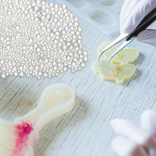 Iridescent Glass Tiny Bubble Beads, 0.4-3mm 20g No Hole Micro Mini Round Clear Water Droplets Beads - Applications: for Resin Filler, Nail Art, Dollhouse Bath Tub, 2-Pieces - color: Iridescent Clear, size: φ0.4-3mm