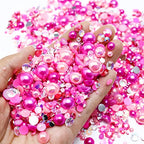 60g Mix Flatback Pearls and Rhinestones for Crafts, 2-10mm Pearl Nails Face Art Tumblers, Mix Pearls, with Picker Pen, Light Pink|Hot Pink|Clear - color: Pink Princess Blend | Mix Light Pink | Hot Pink | Clear