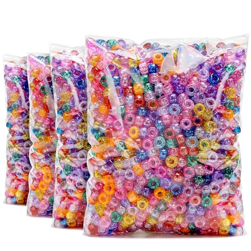 Praisebank Pony Beads, 4000pcs Glitter Color, Beads for Jewelry Making, Beads for Crafts, Beads for Hair Braids. - color: Glitter