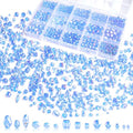 1500 Pcs Crystal Glass Beads for Jewelry Making – 12 Styles Bicone, Rondelle, Cube, Teardrop & 3mm Spacer Beads, DIY Bracelet Necklace Earring Craft Kit with Organizer Box(Blue) - color: Blue