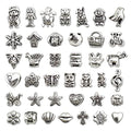 JIALEEY Wholesale Bulk Mix Tibetan Silver Tone Color Spacer Loose Beads Fit European Charm Bracelet Lot for Jewelry Making Findings DIY, 100Gram/38 Pcs