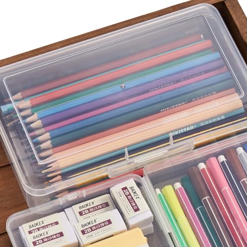 4 Pack Rectangular Clear Plastic Storage Containers Box with Hinged Lid for Beads and Other Small Craft Items (8 x 4.7 x 2.3 inch) - size: 8 x 4.7 x 2.3 inch