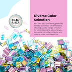 Mack and Rex Tila Bead Mixes (Mermaid) – Quarter Tila – Includes Purple, Turquoise, and Iridescent Clear Tila Beads with a Rainbow Finish, Teal and Lime Green and Olive - color: Mermaid, size: 10 Gram Bag