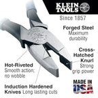 Klein Tools D213-9NE Pliers, Made in USA, 9-Inch Side Cutters, High Leverage Linesman Pliers Cut Copper, Aluminum and other Soft Metals - style: Standard