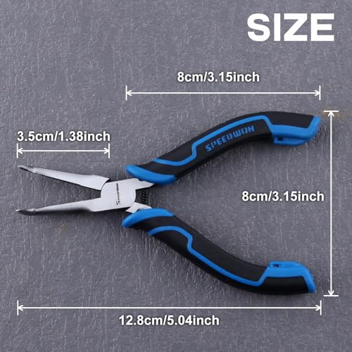 SPEEDWOX Bent Needle Nose Pliers With Serrated Jaw 45-Degree Bent Pliers Tweezer Long Nose Plier With Teeth Jewelry Making For Bending Gripping Needle Remover Fishing Plier - style: Bent Needle Nose Pliers