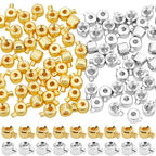 Beebeecraft 100Pcs 18K Gold Plated Brass Crimp Beads Charms Gold Silver Loose Rondelle Spacer Beads 4.5x3.5mm Metal Beading Findings for DIY Jewelry Making - color: Tube