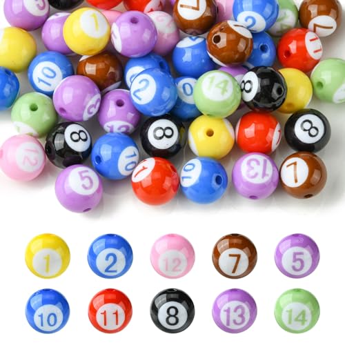 LiQunSweet 50 Pcs Colorful Chunky Acrylic Beads Round Digital Printed Number Scoring Bead 15mm Bubblegum Billiards Ball Beads for DIY Necklaces Bracelets Crafts - color: Number Scoring Beads_50 Pcs