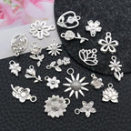 WOCRAFT 60pcs Bright Silver Flowers Bracelet Charms for Jewelry Making Sets DIY Necklace Bracelet Keychain Crafting Charms Kit Craft Supplies (SN879) - color: Bright Silver, size: Flowers Charms