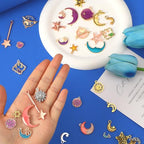 MARFOREVER 120 Pcs Mixed Sun Star Moon Charms for Jewelry Making, Celestial Charm Bracelet Charms Assorted Gold Enamel Charm Pendants for DIY Crafts Bracelet Necklace Earrings Making - style: Starry sky