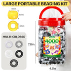 IOOLEEM Black White Solid & Glitter Bulk Pony Beads - 4000pc Kit for Friendship Bracelets & Jewelry Making, Easy Storage - color: Black & White
