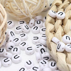 100Pcs Letter Beads 4x7mm White Round Acrylic Alphabet Beads Letter U Beads for Jewelry Making DIY Bracelets Necklaces Key Chains - color: U 100Pcs