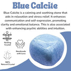 Amazing Gemstone Blue Calcite Crystal Tumbled Stones Polished Rocks - Natural Gem Stones for Healing - DIY Crystals for Protection (1 Piece) - color: Blue Calcite