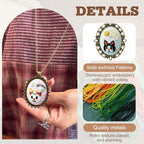 ZOCONE New 4 Packs Embroidery Necklace Kits, Embroidery Pendant Kit Mini Cross Stitch Kit with Hoop, Necklace, Pendant, Stamped Pattern Cloth, Instructions, etc., Embroidery Kits for Adults - color: I
