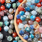 LE SKY 20 Pcs Square Stone Pendants Faceted Chic Natural Healing Crystal Charms Gemstone Beads for Jewelry Making Necklace DIY