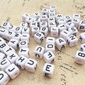 ToBeIT 1000pcs Letter Beads Cube Letter Bead White Alphabet Acrylic Beads for Jewelry Making(6 * 6white Black) - color: white black
