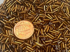 Czech Bugle Beads 40 gr / 1.4 oz Glass Tube Size #3 7mm (Amber Brown Silver Lined) - color: Brown Silver Lined