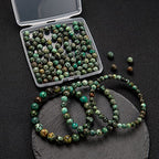 100Pcs Natural Stone Beads 6mm African Turquoise Round Gemstone Loose Beads with Elastic Bracelet String for Bracelets Necklace Jewelry Making - color: African Turquoise, size: 6mm