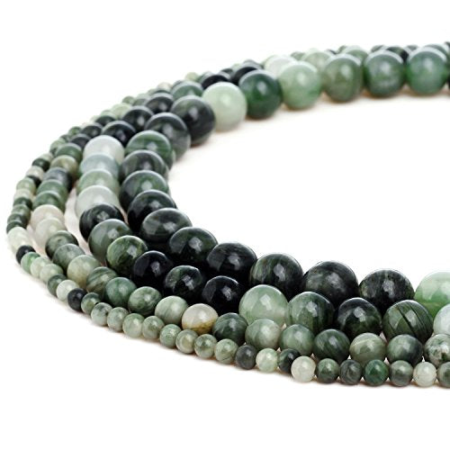 RUBYCA Natural Green Line Jasper Gemstone Round Loose Beads for DIY Jewelry Making 1 Strand - 4mm - color: Green Line Jasper, size: 4 MM