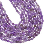 70pcs Natural Amethyst Stone Beads，4x6mm Egg Shape Loose Gemstone Beads for Jewelry Making Design Earring Necklace - color: amethyst