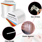 Bracelet String, Paxcoo 2 Rolls Elastic Stretchy Bead String Cord for Clay Beads Kandi Pony Beads Bracelets Jewelry Making (0.5 MM, Crystal) - size: 0.5MM, style: Crystal Clear