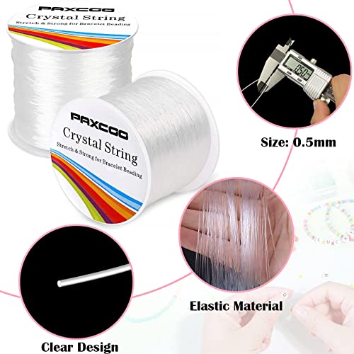 Bracelet String, Paxcoo 2 Rolls Elastic Stretchy Bead String Cord for Clay Beads Kandi Pony Beads Bracelets Jewelry Making (0.5 MM, Crystal) - size: 0.5MM, style: Crystal Clear