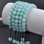 MASSIVE BEADS Natural Healing Power Gemstone Crystal Beads Unisex Adjustable Macrame Bracelets - color: Amazonite, size: 6mm