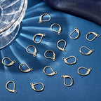 Beebeecraft 50Pcs/Box Leverback Earring Findings 24K Gold Plated Stainless Steel French Earring Hooks 15.5x10x1.5mm Dangle Ear Wire Findings for Jewelry Making - color: 15.5x10mm Gold Earring Hooks