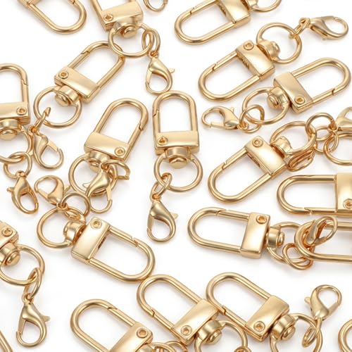 30 Pcs Gold Keychain Clips, Metal Swivel Snap Hooks, Sturdy Lobster Claw Clasps for Keychains, Jewelry Making, Purse Bag Charms, Lanyard Connectors and Craft Projects (Gold)