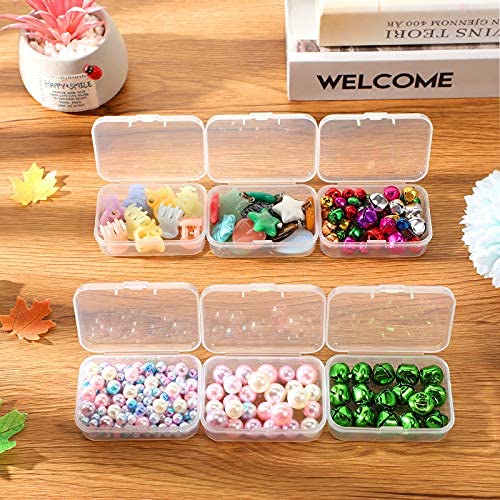 Jetec 6 Pieces Mini Plastic Clear Beads Storage Containers Box for Collecting Small Items, Beads, Jewelry, Business Cards, Game Pieces, Crafts (2.5 x 1.7 x 0.8 Inch) - size: 2.52 x 1.73 x 0.79 Inch