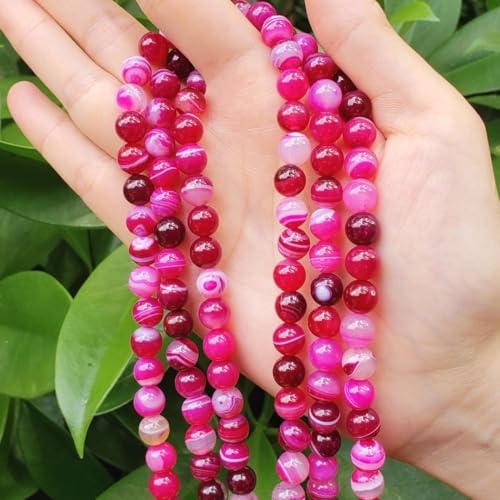 90pcs Adabele AAA Natural Banded Fuchsia Red Agate Healing Gemstone 4mm (0.16 inch) Small Round Loose Beads Gem Stone Spacer GC5-4 - color: Banded Fuchsia Red Agate, size: 4mm (90pcs/1 Strand)