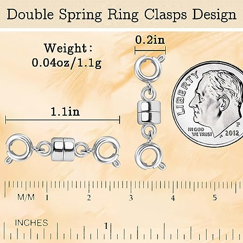 Double Magnetic Necklace Clasps and Closures 14K Gold and Silver Bracelet Extender Jewelry Clasps Converters for DIY Jewelry Making - color: 4Pcs Silver