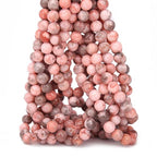 70PCS Natural 8MM Healing Gemstone, Pink Zebra Jasper Energy Stone Round Loose Beads, Semi-Precious Crystal Beads with Free Elastic String for Jewelry Making DIY - color: Pink Zebra Jasper, size: 8MM
