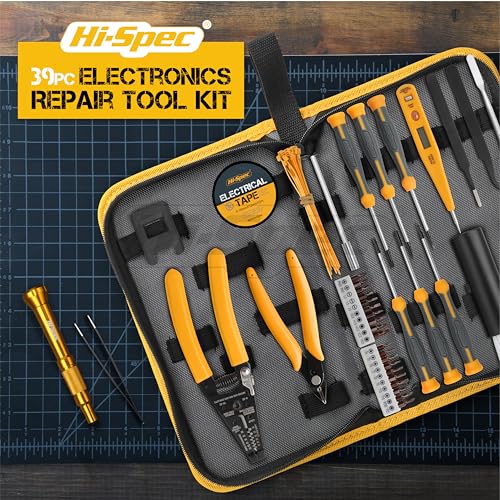 Hi-Spec 39pc Electronics Repair & Opening Tool Kit Set for Laptops, Phones, Devices, Computer & Gaming Accessories. Precision Small Screwdrivers with Pentalobe Bits for iPhones & MacBooks - size: 39pcs