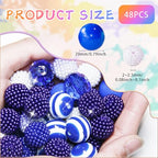 48 Pcs 20mm Beads for Pens Bubblegum Bead Blue Crystal Acrylic Round Chunky Beads Sparkly Large Balls Bead for Pen Beadable Keychain Bracelet Necklace DIY Jewelry Making Supplies - color: Blue Color