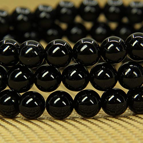 Angelstones Handmade Natural Healing Gemstone 6mm Round Beads Stretch Crystal Bracelet 7 Inch Unisex - color: Black Tourmaline