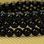 Angelstones Handmade Natural Healing Gemstone 6mm Round Beads Stretch Crystal Bracelet 7 Inch Unisex - color: Black Tourmaline