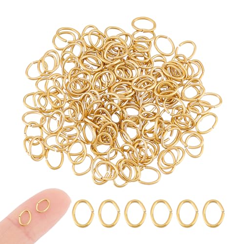UNICRAFTALE About 100Pcs 6x4.5mm Golden Jump Rings Stainless Steel Open Jump Rings Oval Jump Ring Jewelry Accessories for DIY Jewelry Making - size: 6mm