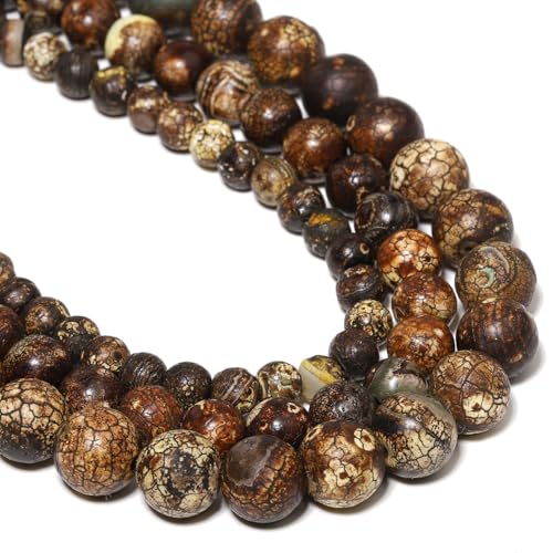 Brown Agate 6mm 60 Pcs Stone Beads for Jewelry Making Large Beads Bracelet Keychain Loose Round Smooth Gemstone Necklace Earrings DIY Arts and Crafts Natural Stone - color: Brown Agate, size: 6mm