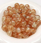 200PCS Glass Beads 8mm Glass Beads for Bracelets Necklaces Jewelry Making DIY Crafts (Orange Red Crackle) - color: Orange Red Crackle