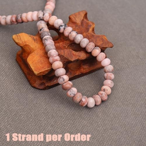 BONNY BOXX 1 Strand Natural 5 * 8mm Pink Zebra Jasper Rondelle Beads, Natural Abacus Disk Stone Beads Loose Spacer Gemstone for DIY Bracelet Necklace Jewelry Making - color: Pink Zebra Jasper, size: 5*8MM