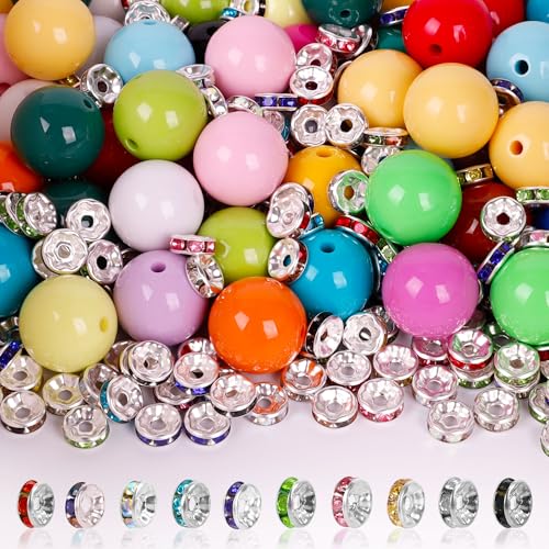 250 Pcs Beads for Pens - 16mm Focal Beads for Beadable Pens, Acrylic Bead for Beaded Pen, Spacer Bead Keychains Bracelets Crafts - color: Dark Colorful, size: 250 pcs