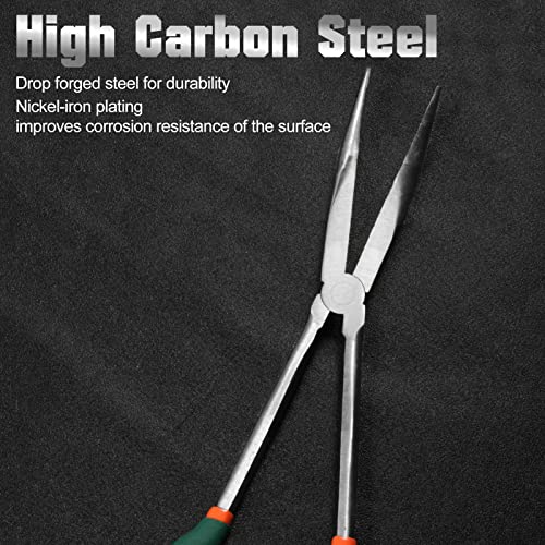 SPEEDWOX Long Reach Bent Nose Pliers 11 Inches 45 Degree Intermeshed Teeth Precision Fine Pliers for Hard to Reach Narrow Spaces High Leverage Reduce Efforts Non-slip Handle - style: 45°Bent Nose Pliers