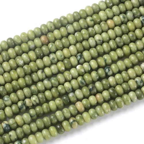 5x8mm 76pcs Natural Stone Chinese Green Jade Rondelle Spacer Loose Beads Abacus Disk Stone Round Loose Gemstone Beads for Jewelry Making DIY Bracelet Necklace - color: Chinese Green Jade, size: 5x8mm Abacus Disk